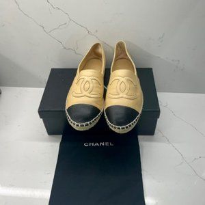 Authentic Chanel Black and Tan Espadrilles (size 41)